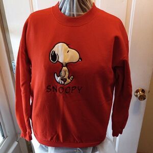 Peanuts Collection Womens Lg Red Long Sleeve Snoopy Sweatshirt